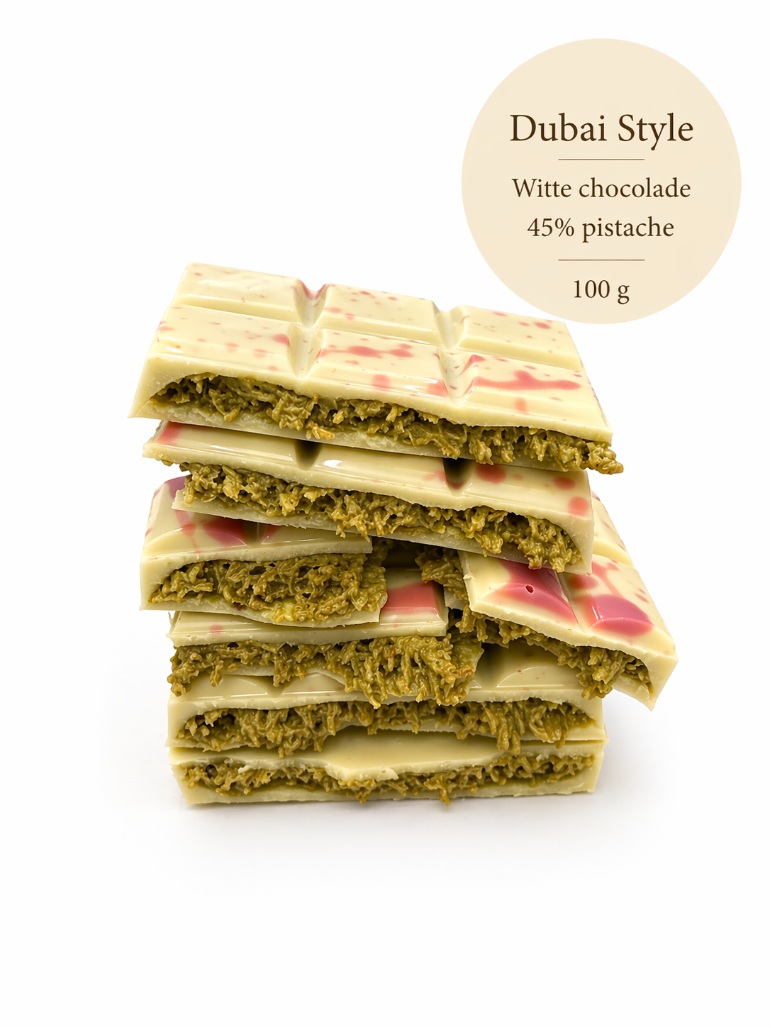 Dubai Pistache Chocoladereep wit - 100 gram