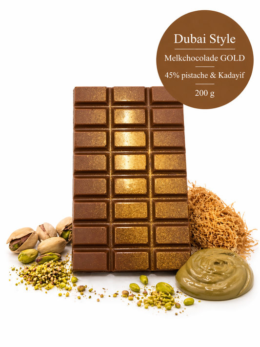 Dubai Pistache Chocoladereep Gold - 200 gram