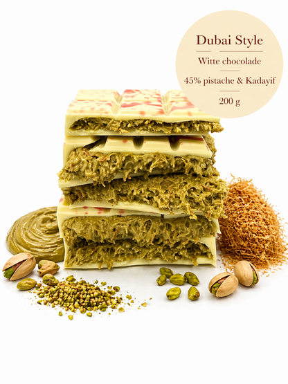 Dubai Pistache Chocoladereep wit - 200 gram